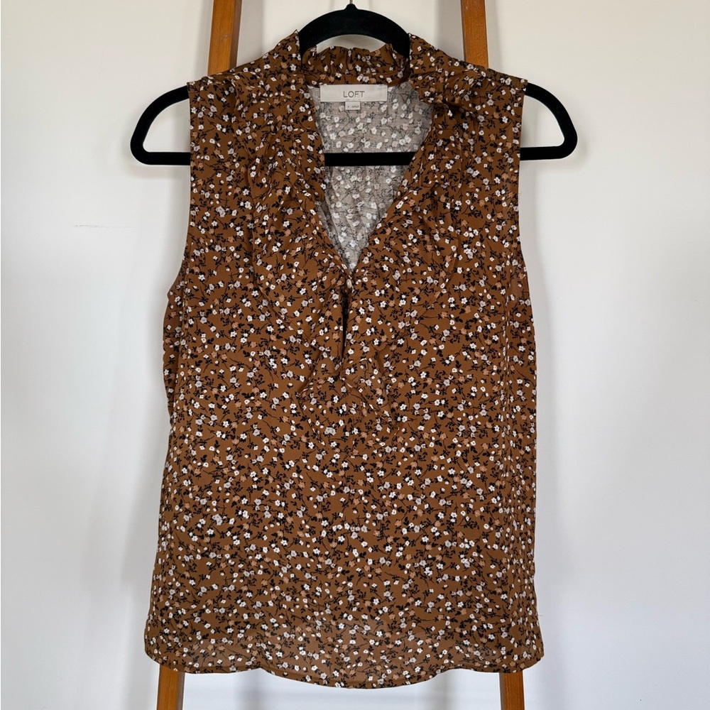 LOFT Brown Floral Blouse